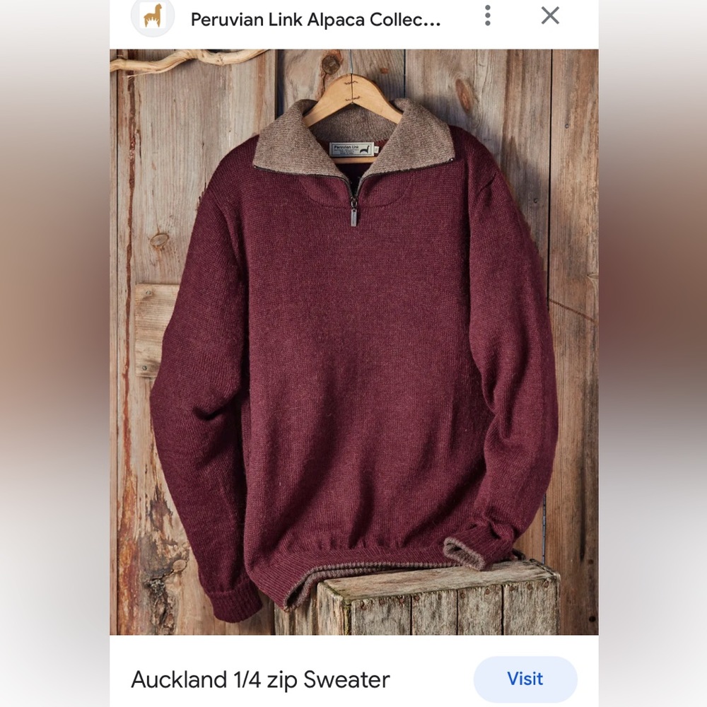 Peruvian Link 100% Alpaca men’s 1/4 zip cozy, soft, comfy pullover Size L - Picture 14 of 17